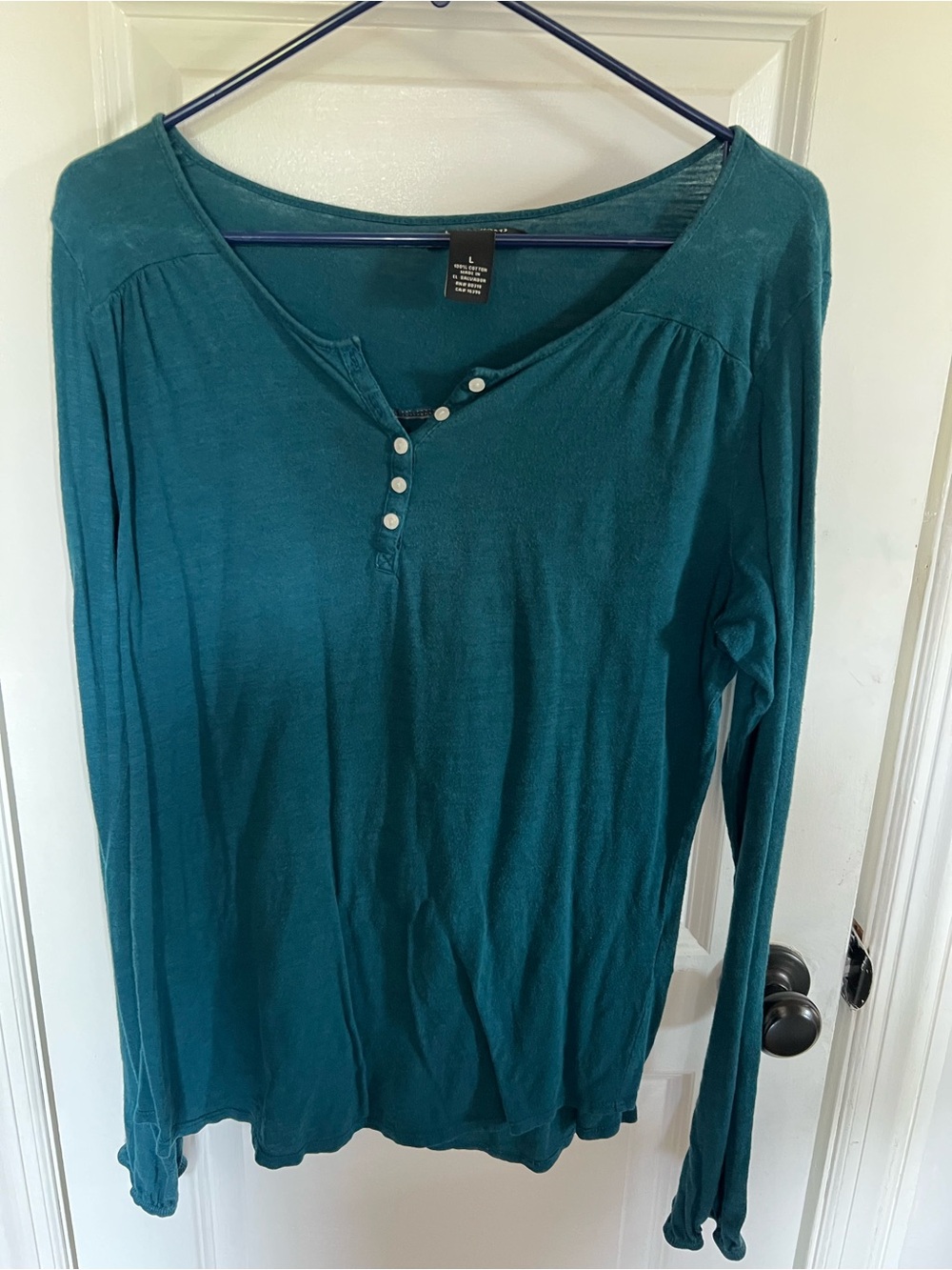 Lucky Brand Teal Long-Sleeve Henley Top